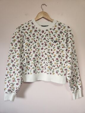 Vans Wild Flowers Cropped Floral Crewneck Sweatshirt Wild Flora Size S EUC